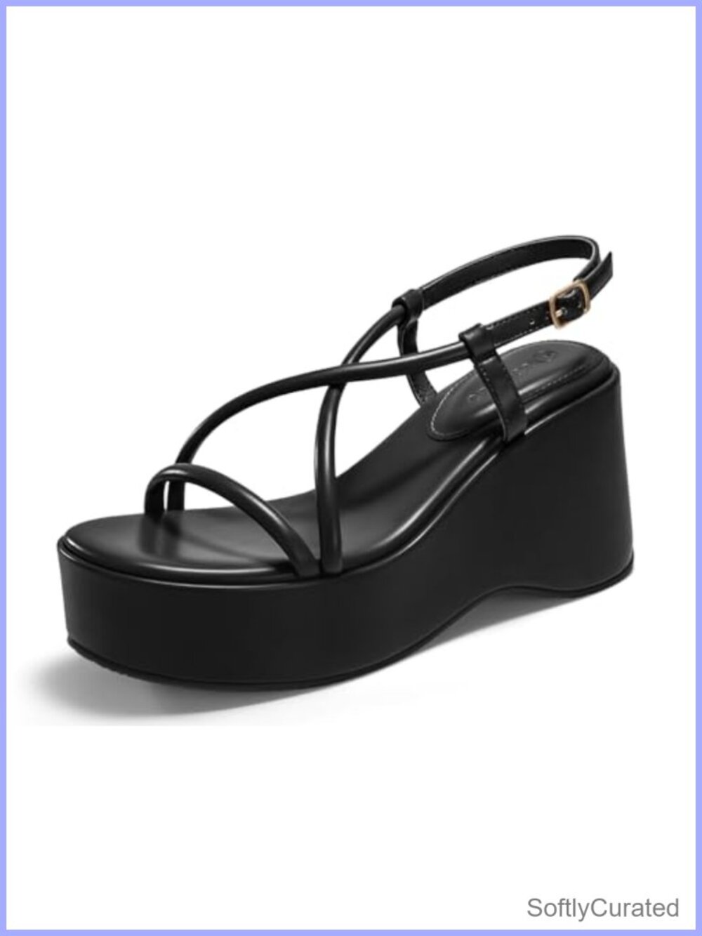 Coutgo Platform Wedge Slingback Sandals Open Toe Buckle Summer Women